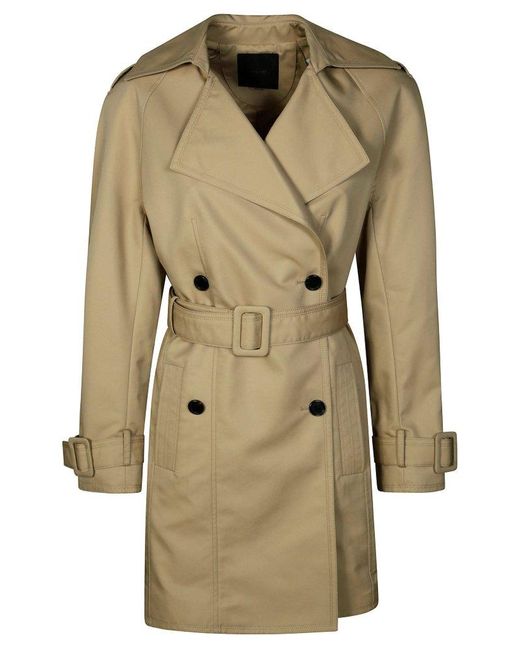 Pinko Natural Double-Breasted Belted Coat