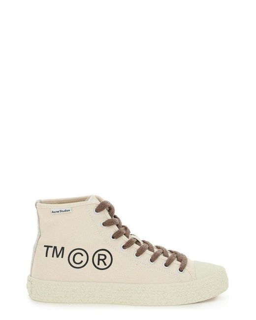 Acne Studios Cotton Lace-up High-top Sneakers in Beige (Natural) for ...