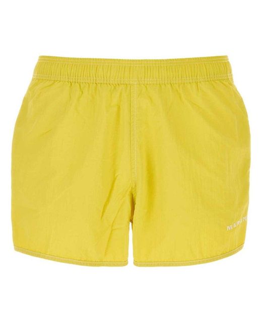 Isabel Marant Yellow Vicente Logo Embroidered Swim Shorts for men