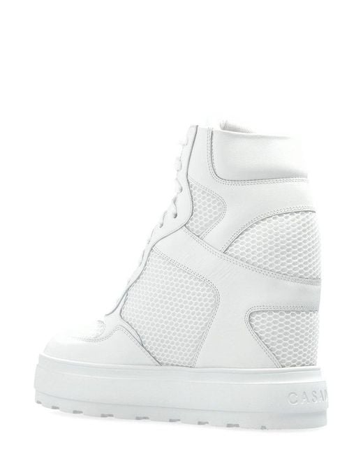 Casadei White High-Top Mesh Panel Sneakers