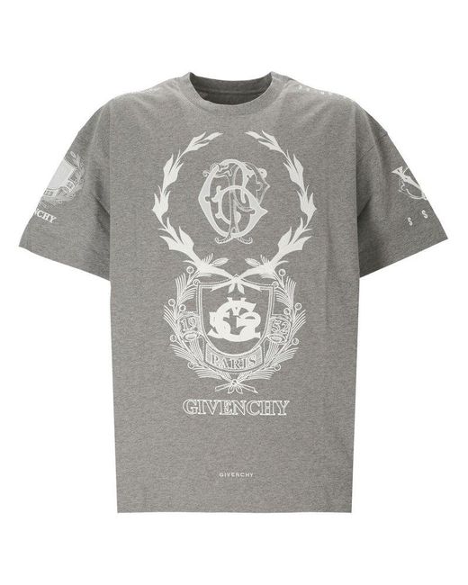Givenchy Gray Crest Short-sleeved T-shirt for men