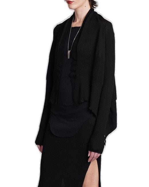 Rick Owens Black Open Front Knitted Cardigan
