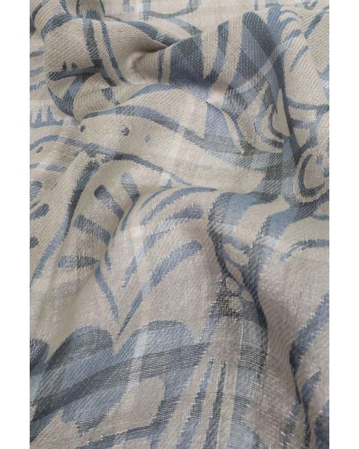 Burberry Gray Wool Scarf With Check Pattern