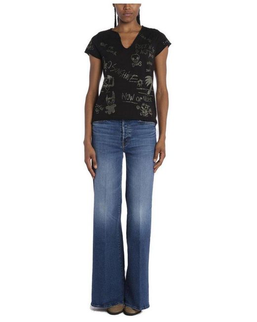 Zadig & Voltaire Blue Henley Raw Edge T-Shirt