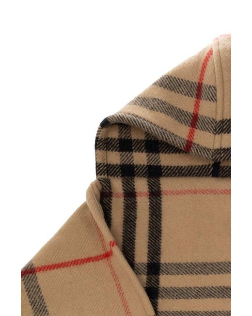 Burberry Brown Check Wool Cashmere Hooded Scarf