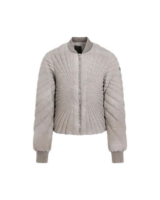 Moncler Gray Radiance Flight Quilted Zipped Bomber Jacket