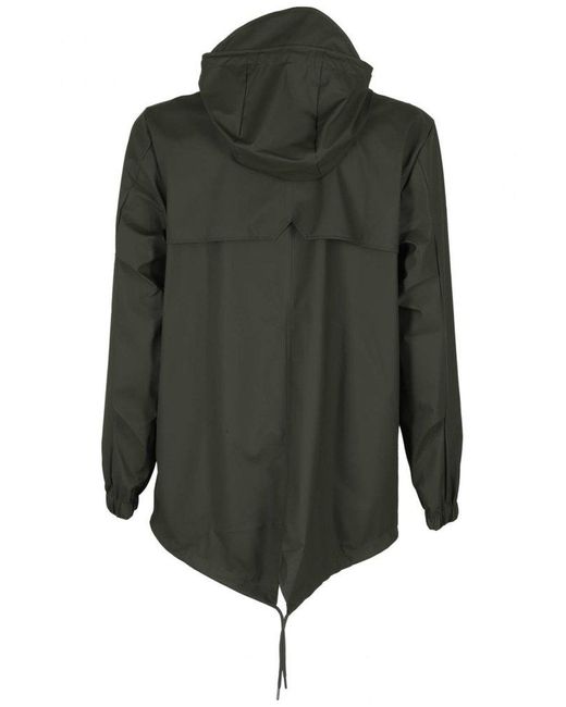 Rains Fishtail Drawstring Hooded Coat in Green Lyst