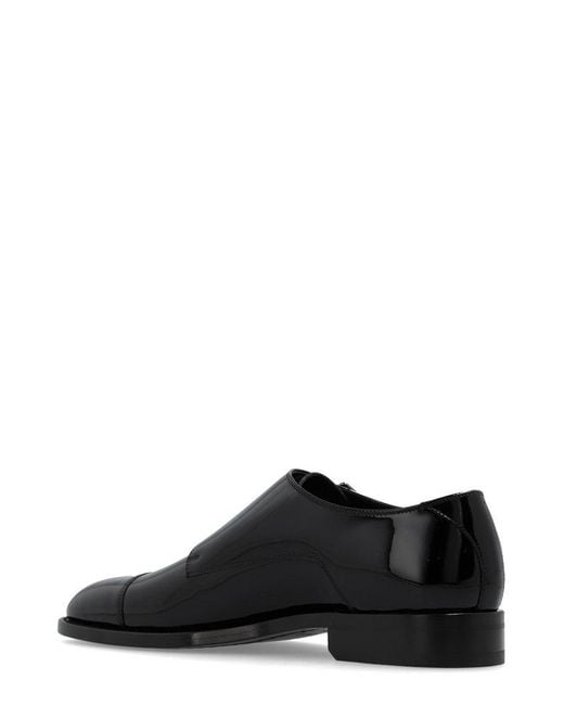 Jimmy Choo Black Finnion Buckle-Detailed Derby Shoes for men