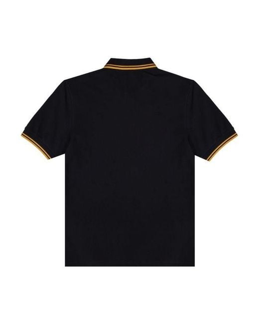 Fred Perry Black Twin Tipped Short-sleeved Polo Shirt for men