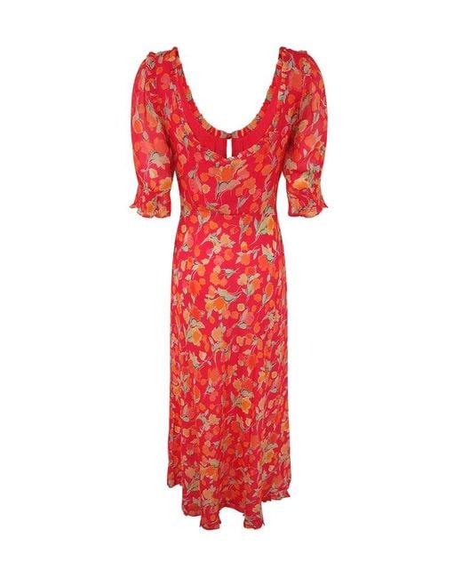 Rixo Red Sathya Frill Bodice Dress