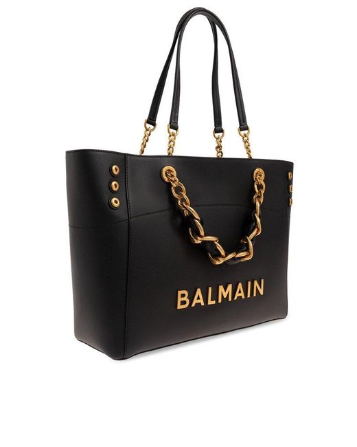 Balmain Black 1945 Soft Leather Shopper Bag