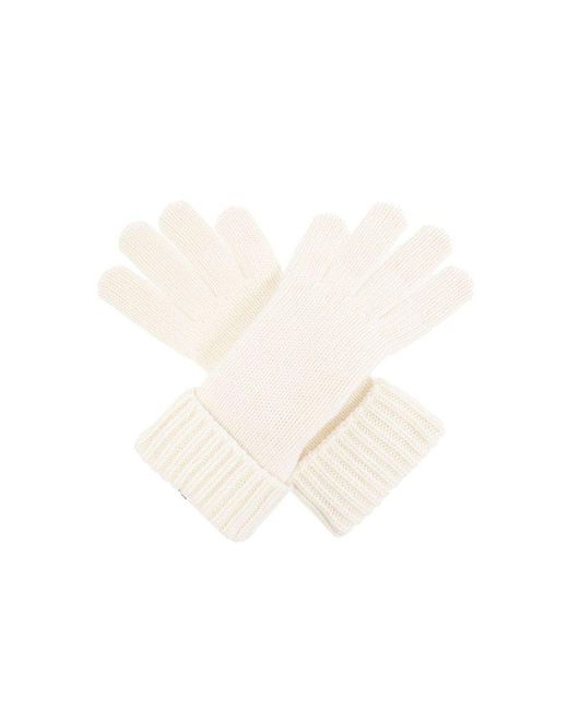 Gucci White Wool Gloves With Logo,