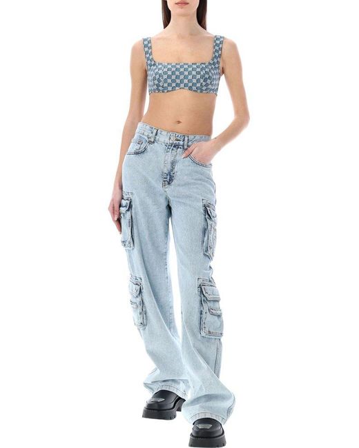 Pants and jeans MISBHV Monogram Denim High Waisted Trousers Denim Blue