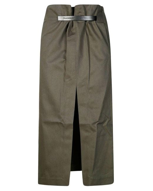 J.W. Anderson Green Front Slit Midi Skirt