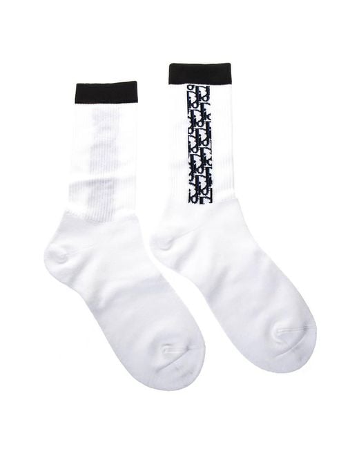 Dior White Side Logo Socks for men