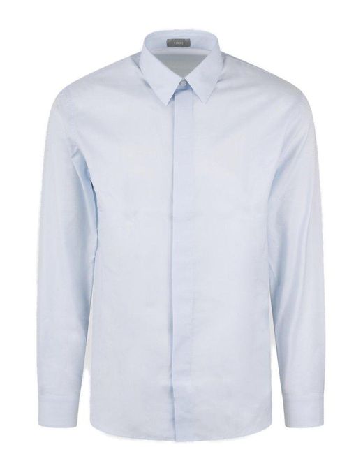 Dior Blue Collared Button-up Shirt for men