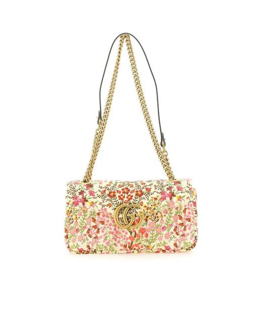 Gucci GG Marmont Small Floral Shoulder Bag in Metallic Lyst