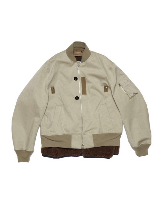 Sacai Gray Layered Designed Zipped Jacket for men
