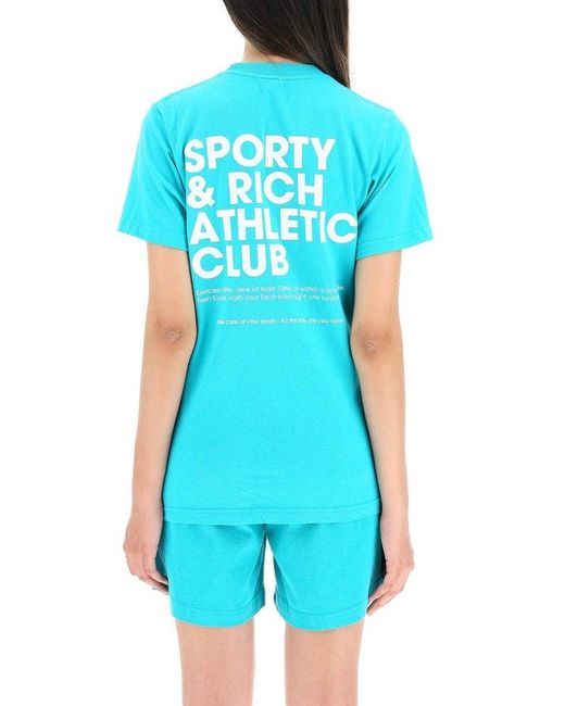 Sporty & Rich Blue Exercise Often Crewneck T-shirt for men