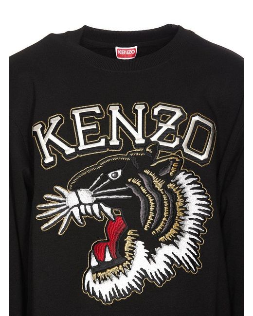 KENZO Black Tiger Varsity Embroidered Sweatshirt for men
