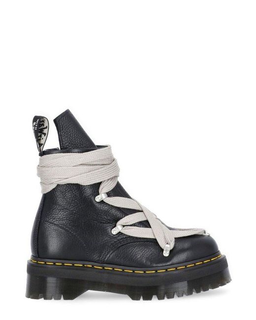 Rick Owens Black Xl Lace Leather 1460 Platform Boots Men for men