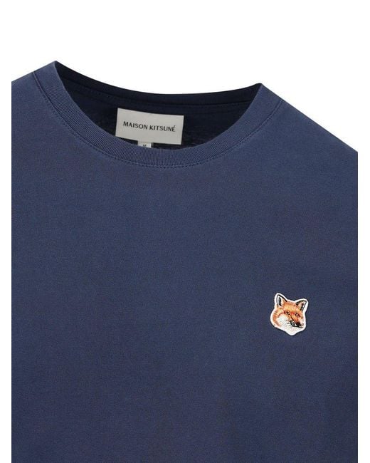 Maison Kitsuné Blue Fox Head Patch Crewneck T-Shirt for men