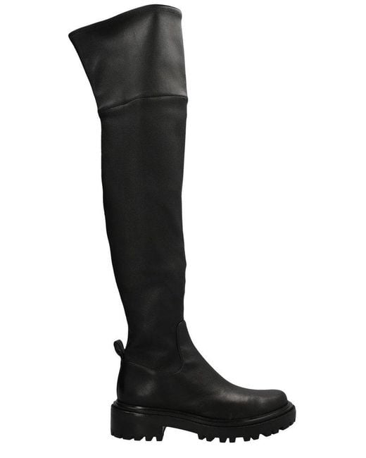 Tory Burch Black Utility Chunky Thigh-high Boots