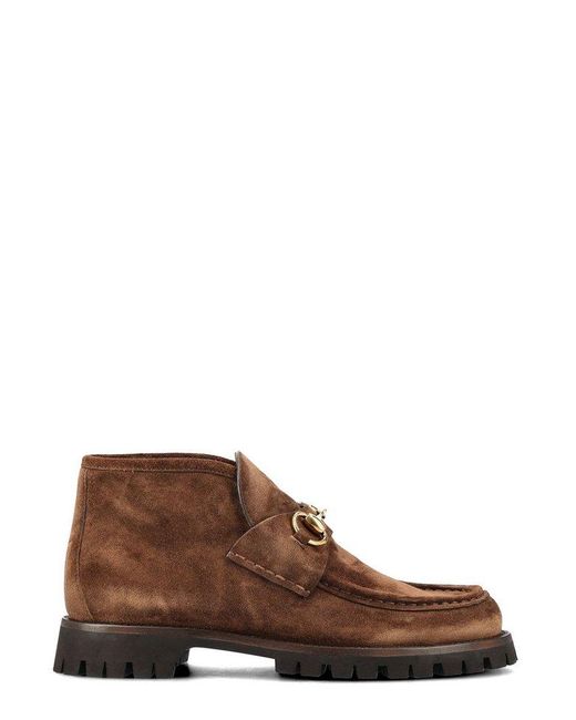 Gucci Brown Horsebit Ankle Boot