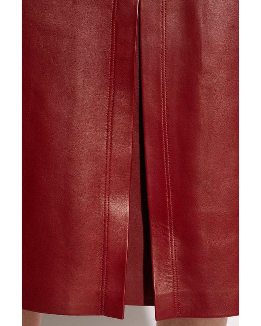 Gucci Red Leather Skirt,