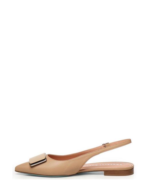 Fratelli Russo Brown Pointed Toe Slingback Flat Shoes