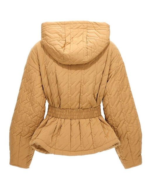 Twin Set Natural Quilted Hooded Down Jacket