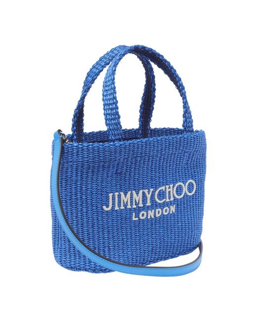 Jimmy Choo Blue Mini E/W Beach Tote
