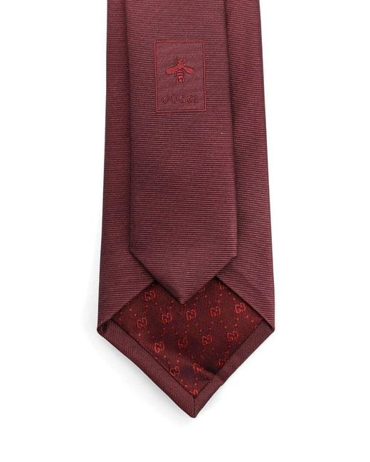 Gucci Purple Silk Tie With Lord Detail for men