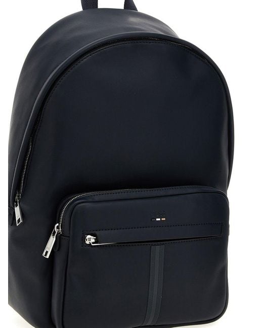 Boss Blue Embossed-Logo Backpack for men