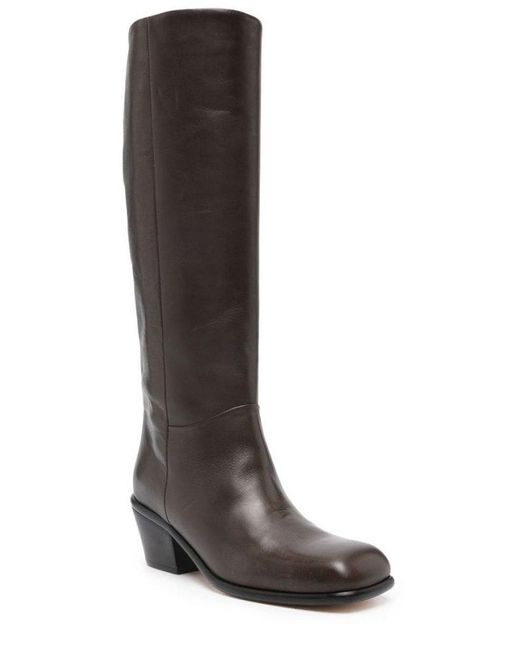 Alysi Brown Square-toe Knee-high Boots