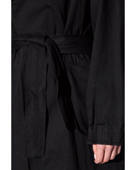 Yohji Yamamoto Black Single-breasted Belted Trench Coat