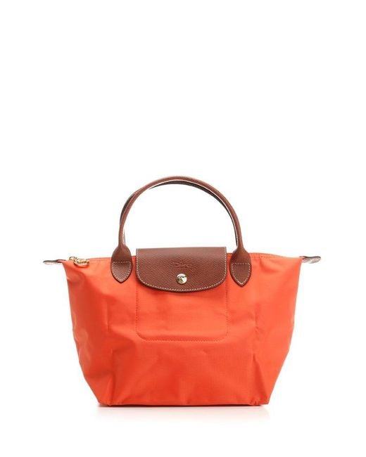 Longchamp Red Le Pliage Zip-up Small Tote Bag