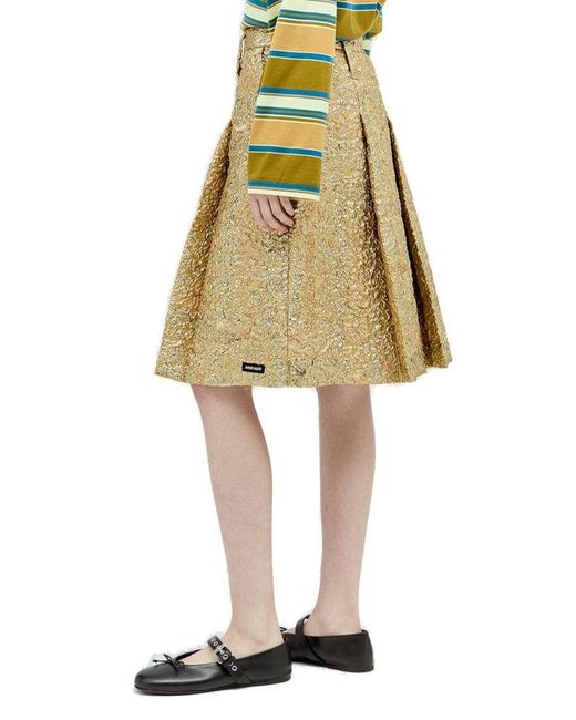 Miu Miu Natural Cloquet Lamé Jacquard Metallic Mini Skirt