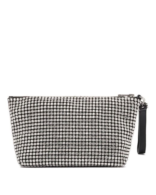 Alexander Wang White Embellished Zip Detailed Clutch Bag