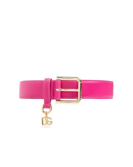 Dolce & Gabbana Pink Leather Belt,