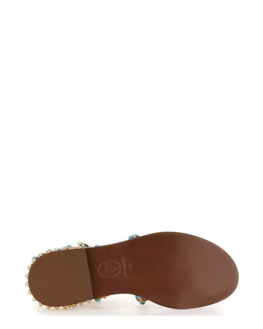 Ash Brown Stud-embellished Sandals