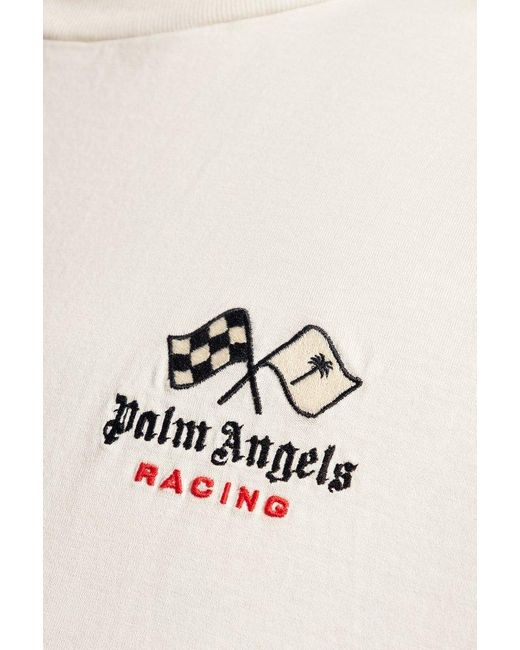 Palm Angels White T-shirt With Logo, for men