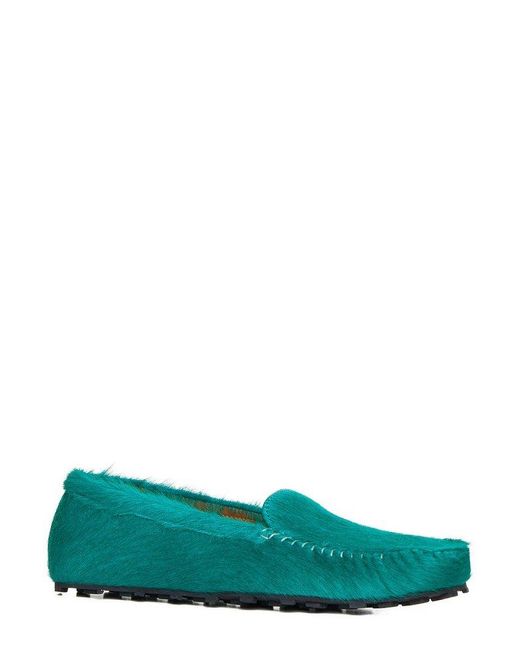 Marni Green Fluffy Slip-on Flat Shoes for men