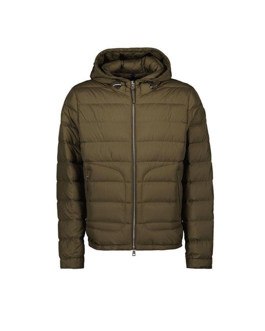 Moncler Brown Zipped Hooded Quilted Jacket for men