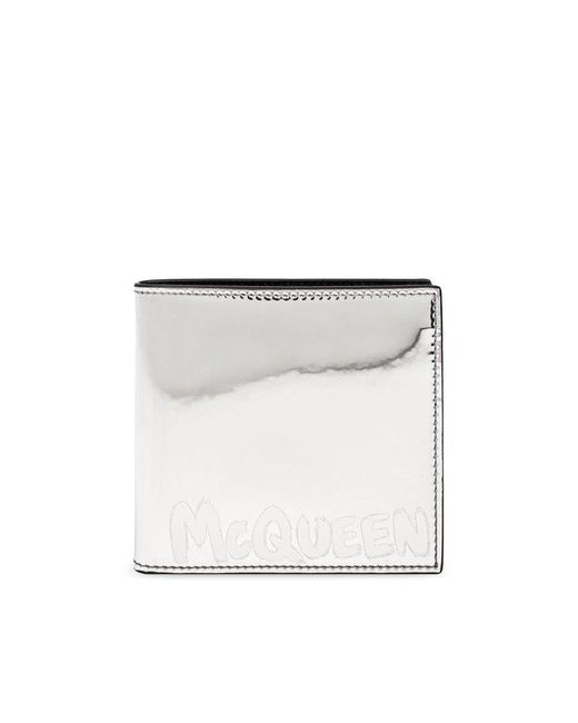 Alexander McQueen White Logo Printed Bi-fold Wallet for men