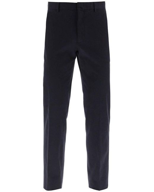 Zegna Blue Stretched Tailored Trousers for men