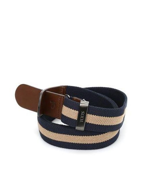 Tod's Multicolor Canvas And Leather Belt for men