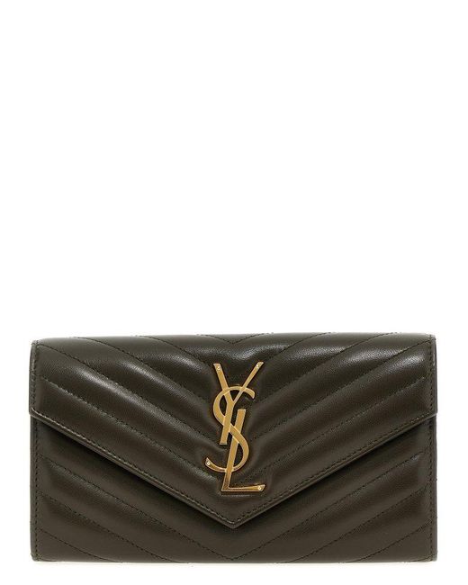 Saint Laurent Cassandre Ysl Logo Plaque Wallet in Gray Lyst