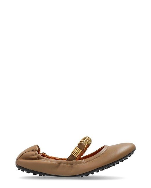 Tod's Ring Embellished Ballerinas in Brown | Lyst Canada