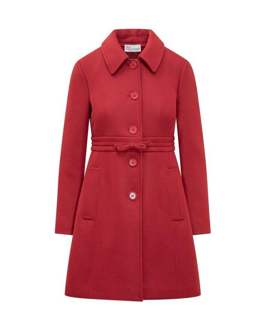 RED Valentino Red Bow Embellished Fitted Coat